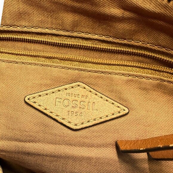 VINTAGE FOSSIL Women’s Brown Genuine Leather Emma Zipper Tote Bag - Picture 8 of 9